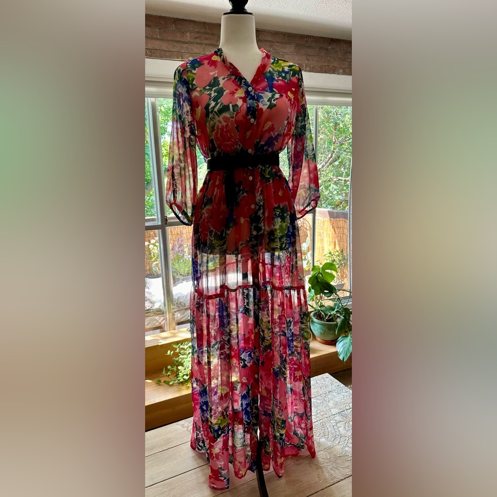 Sheer Floral Maxi Dress by Stop (M)